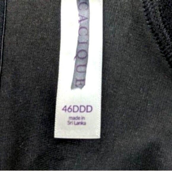 Lane Bryant Cacique Bra Backsmoother Lightly Lined Balconette Size 46DDD Black - Picture 6 of 9